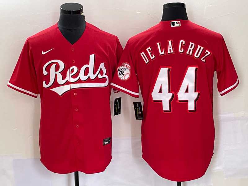 Men%27s Cincinnati Reds #44 Elly De La Cruz Red With Patch Cool Base Stitched Baseball Jerseys->cincinnati reds->MLB Jersey